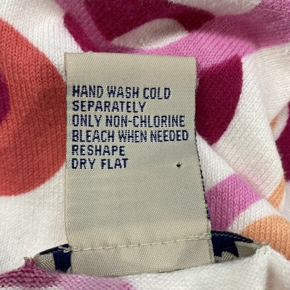 TIMBERLEA Sweater Button Front Long Sleeve White Pink M 63-9 - Picture 12 of 12